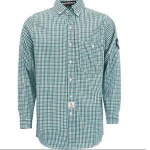 Bocomal Mens Flame Resistant 6.5oz Plaid Button Front Collared Shirt Size Large